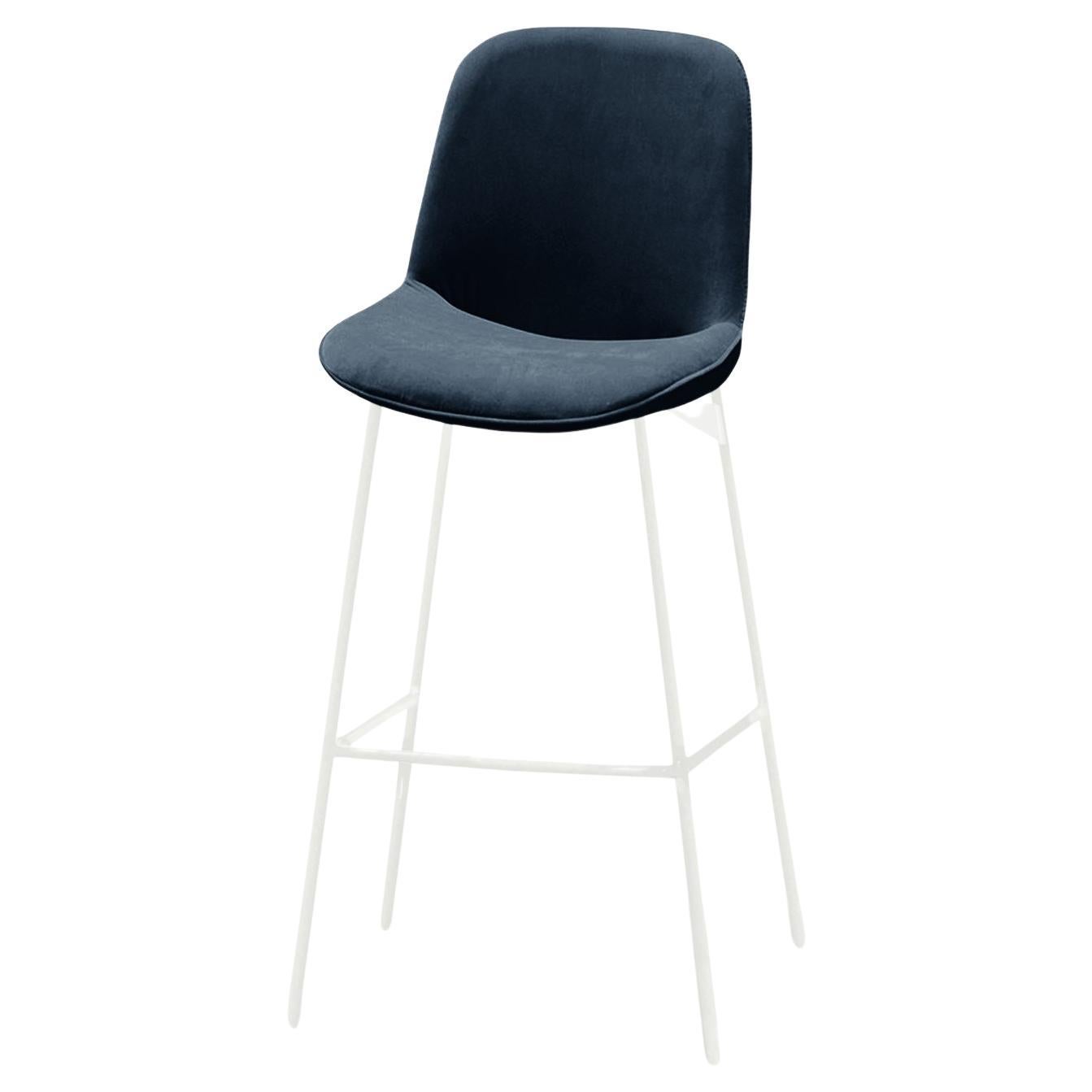 Chiado Counter Stool, Eucalyptus Leather with Paris Black and White For Sale