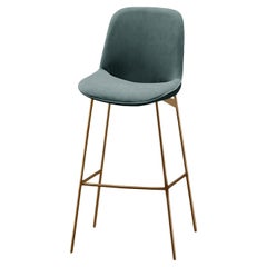 Chiado Counter Stool, Eucalyptus Leather with Teal and Gold