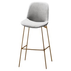 Chiado Counter Stool, Monel Leather with Aluminium and Gold