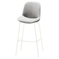 Chiado Counter Stool, Monel Leather with Aluminium and White