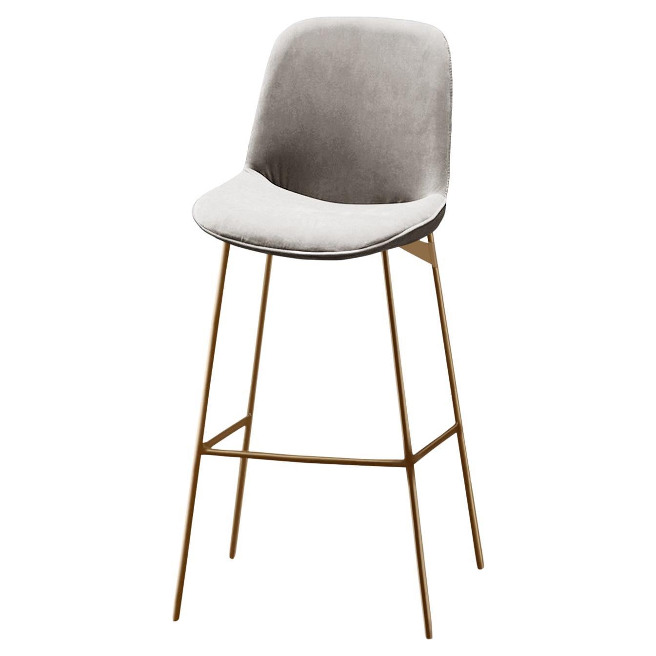 Chiado Counter Stool, Monel Leather with Paris Mouse and Gold For Sale
