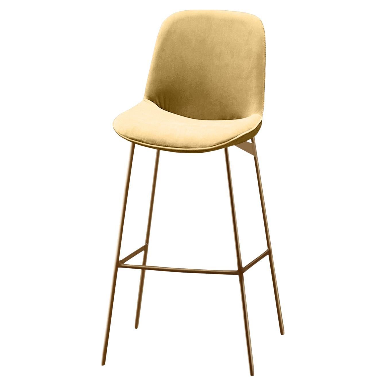 Chiado Counter Stool, Monel Leather with Vigo Plantain and Gold For Sale