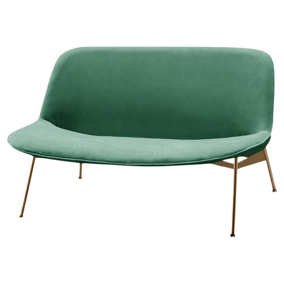 Chiado Sofa, Clean Powder, Large with Paris Green and Gold For Sale