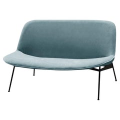 Chiado-Sofa, sauber pulverbeschichtet, klein mit Pariser dunkelblauem und schwarzem