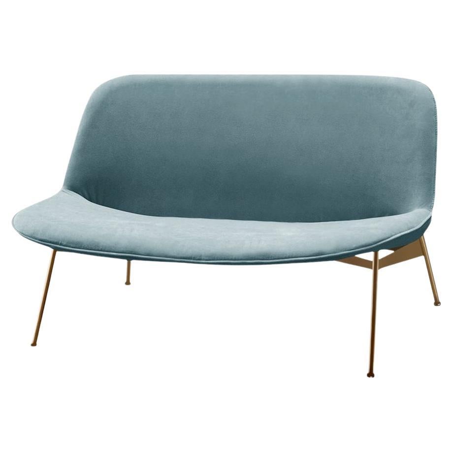 Chiado Sofa, Clean Water, Small with Paris Dark Blue and Gold For Sale
