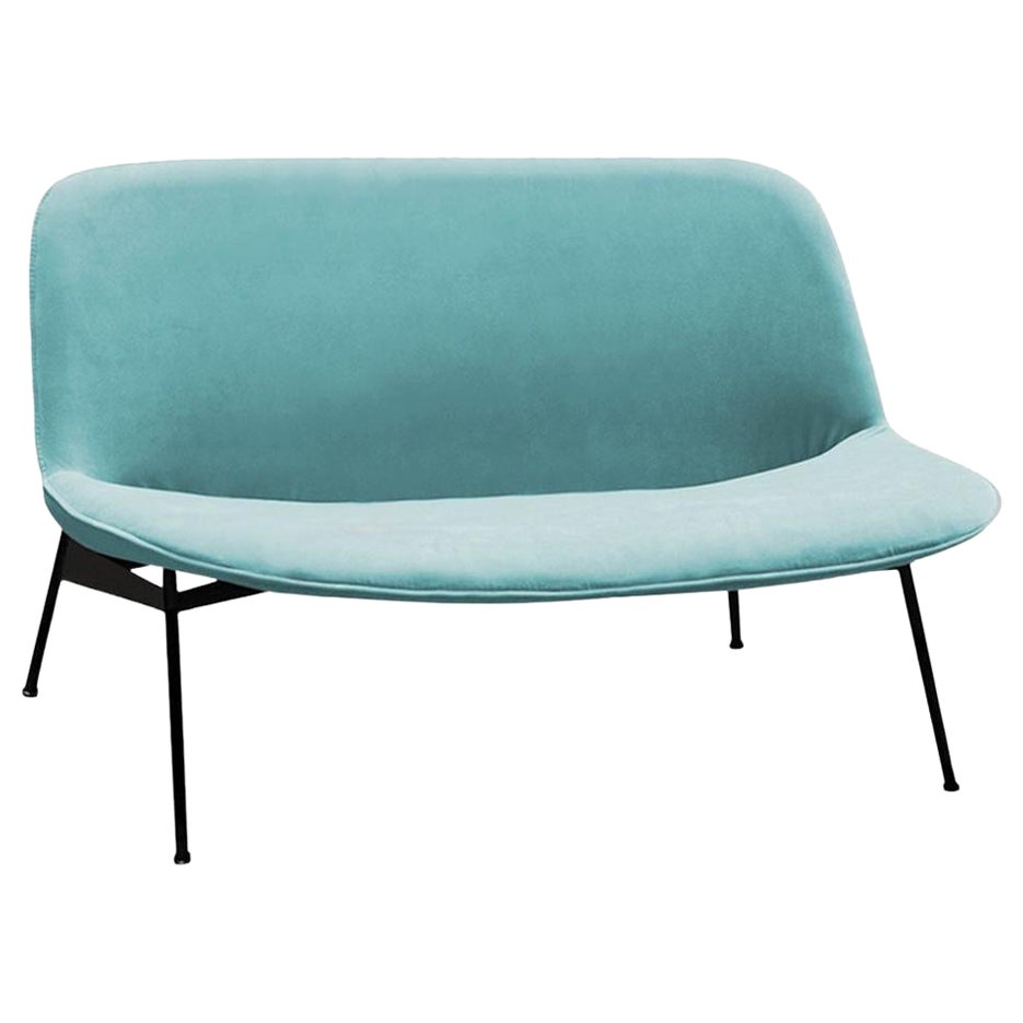 Chiado Sofa, Mustard Leather, Large with Indigo and Gold