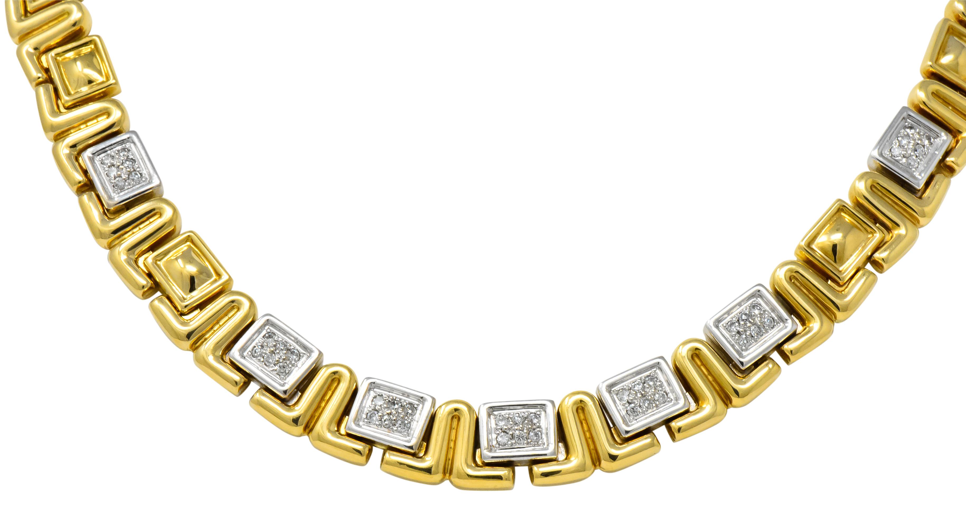 Contemporary Chiampesan 0.85 Carat Diamond 18 Karat Two-Tone Gold Collar Necklace