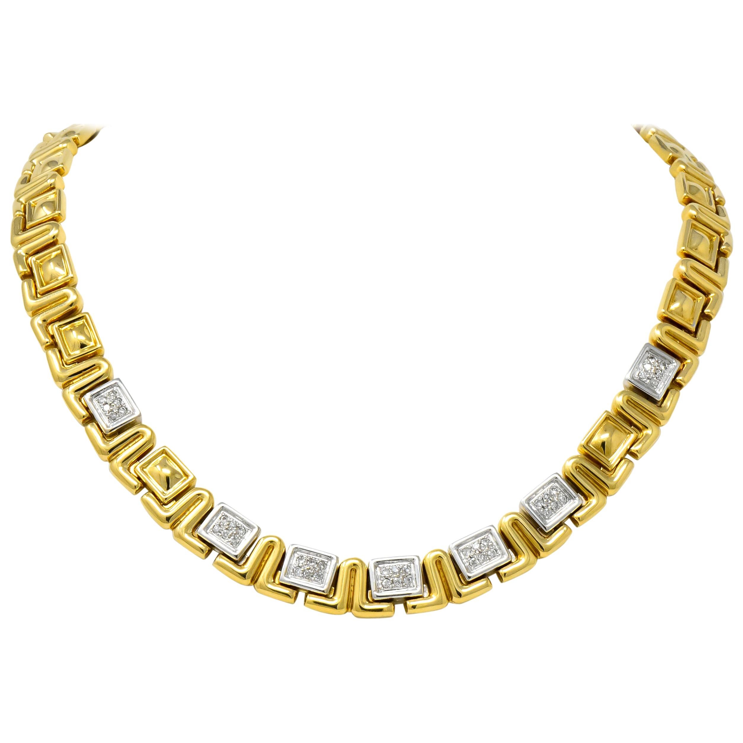 Chiampesan 0.85 Carat Diamond 18 Karat Two-Tone Gold Collar Necklace