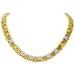 Vintage Chiampesan 0.85 Carat Diamond 18 Karat Two-Tone Gold Collar Necklace