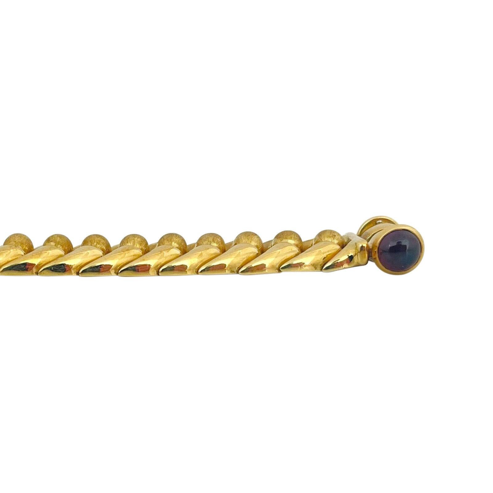 Women's or Men's Chiampesan 18 Karat Yellow Gold Fancy Link Cabochon Ruby Bracelet Italy For Sale