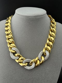Chiampesan 18k Yellow Gold Natural Diamond Italian Link Necklace