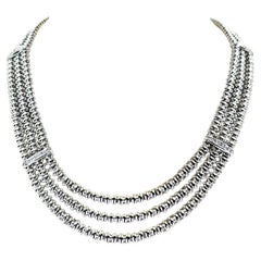 Chiampesan 3 Row Diamond Necklace in White Gold