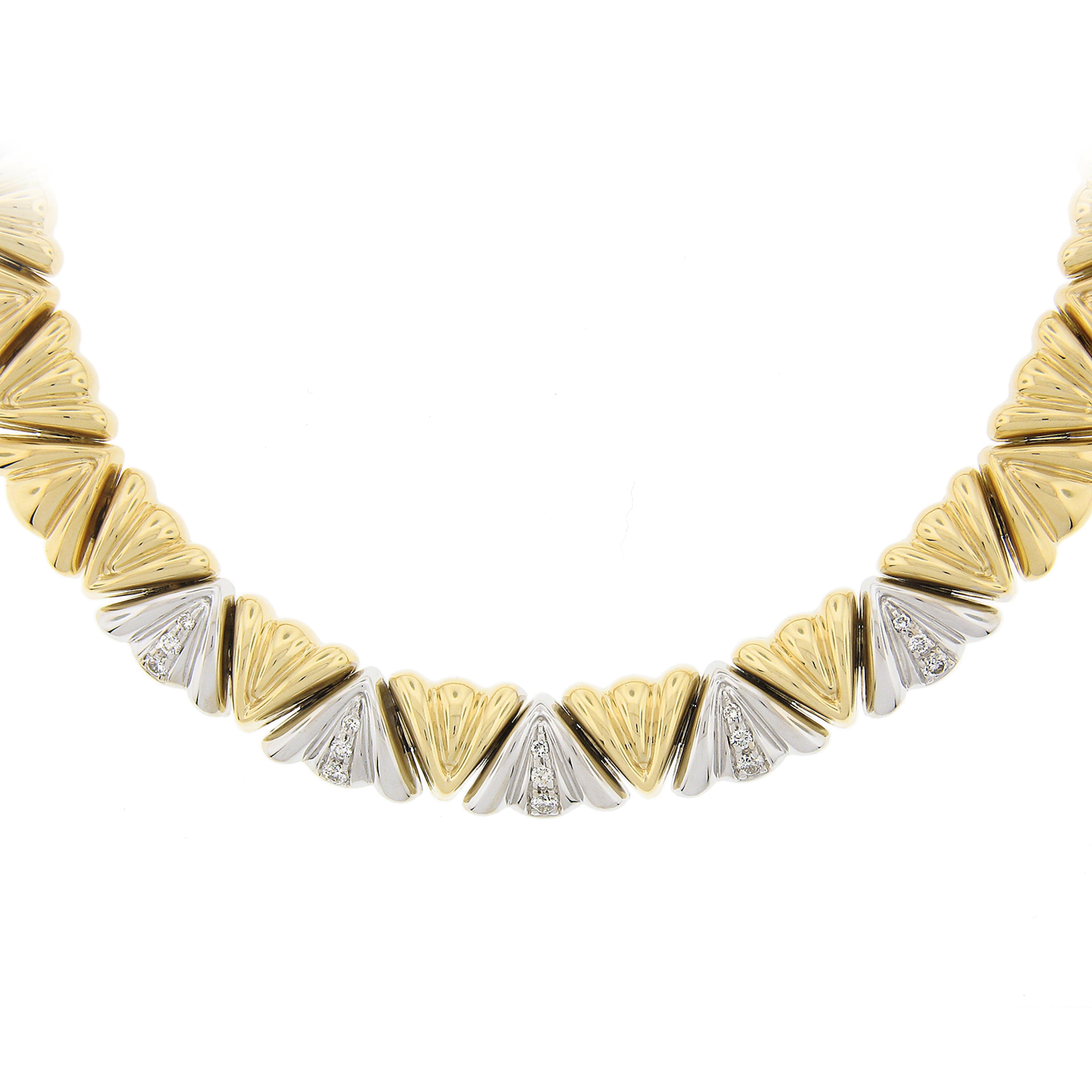 Collier italien Chiampesan en or TT 18K avec diamants, à maillons triangulaires fantaisie 16