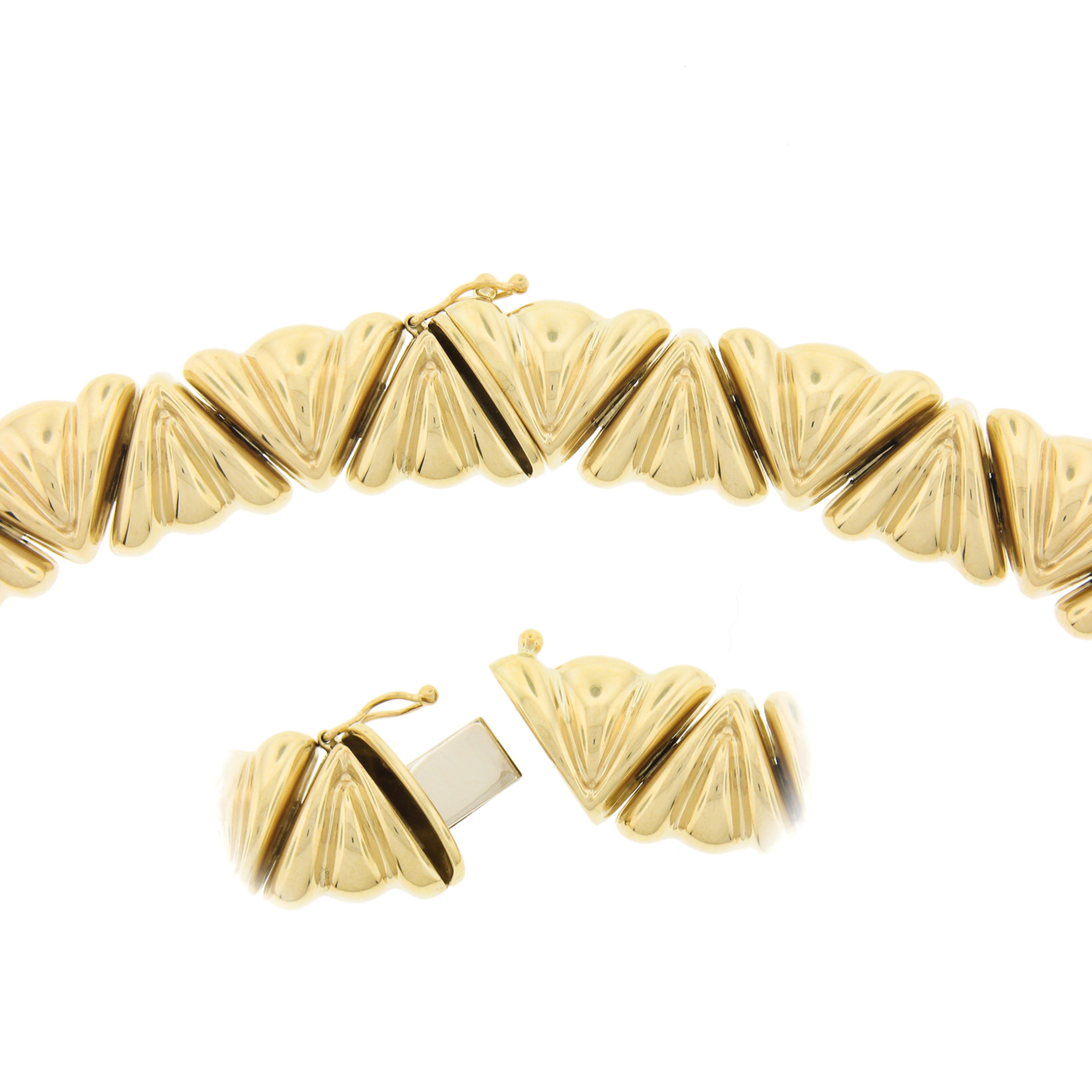 Collier italien Chiampesan en or TT 18K avec diamants, à maillons triangulaires fantaisie 16