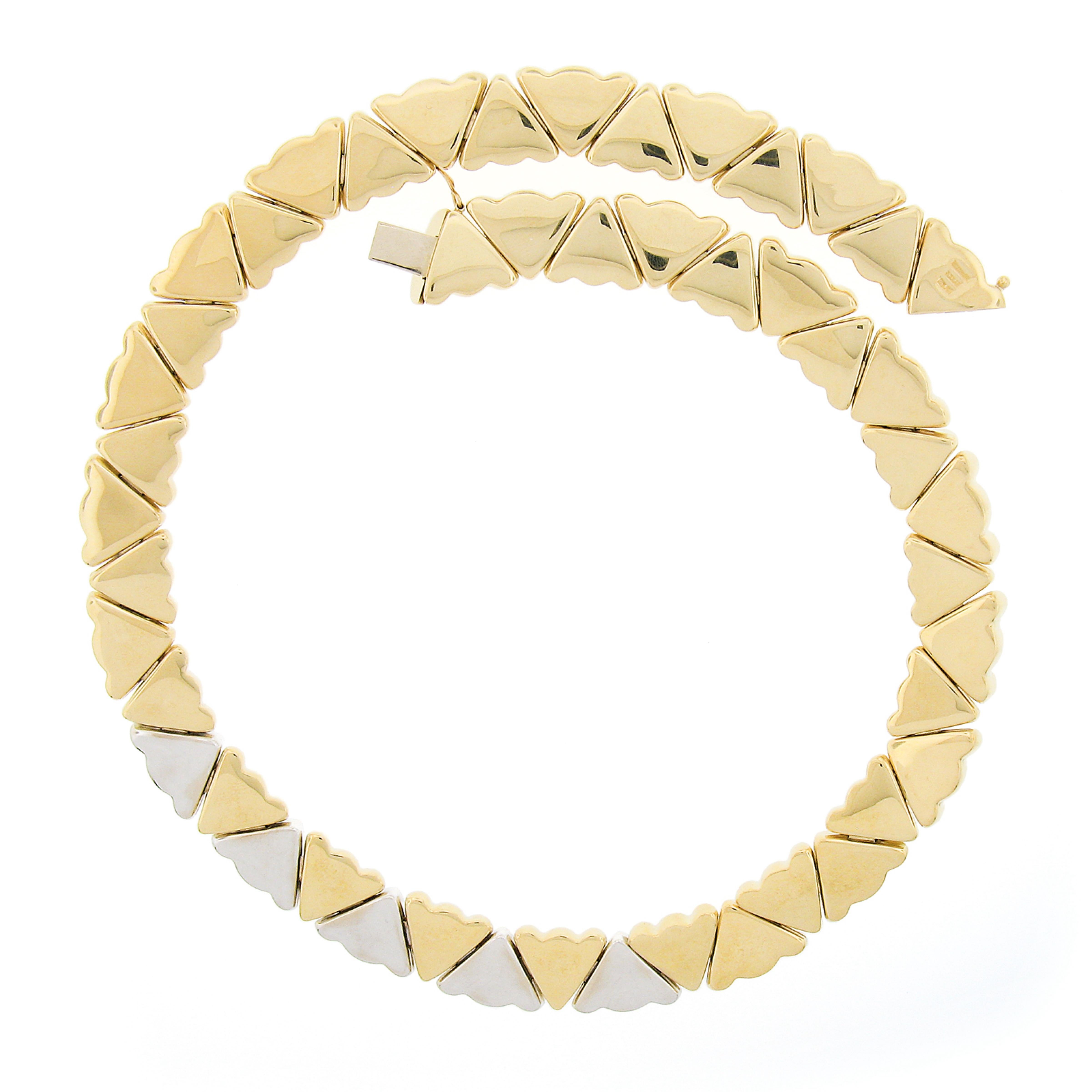 Collier italien Chiampesan en or TT 18K avec diamants, à maillons triangulaires fantaisie 16