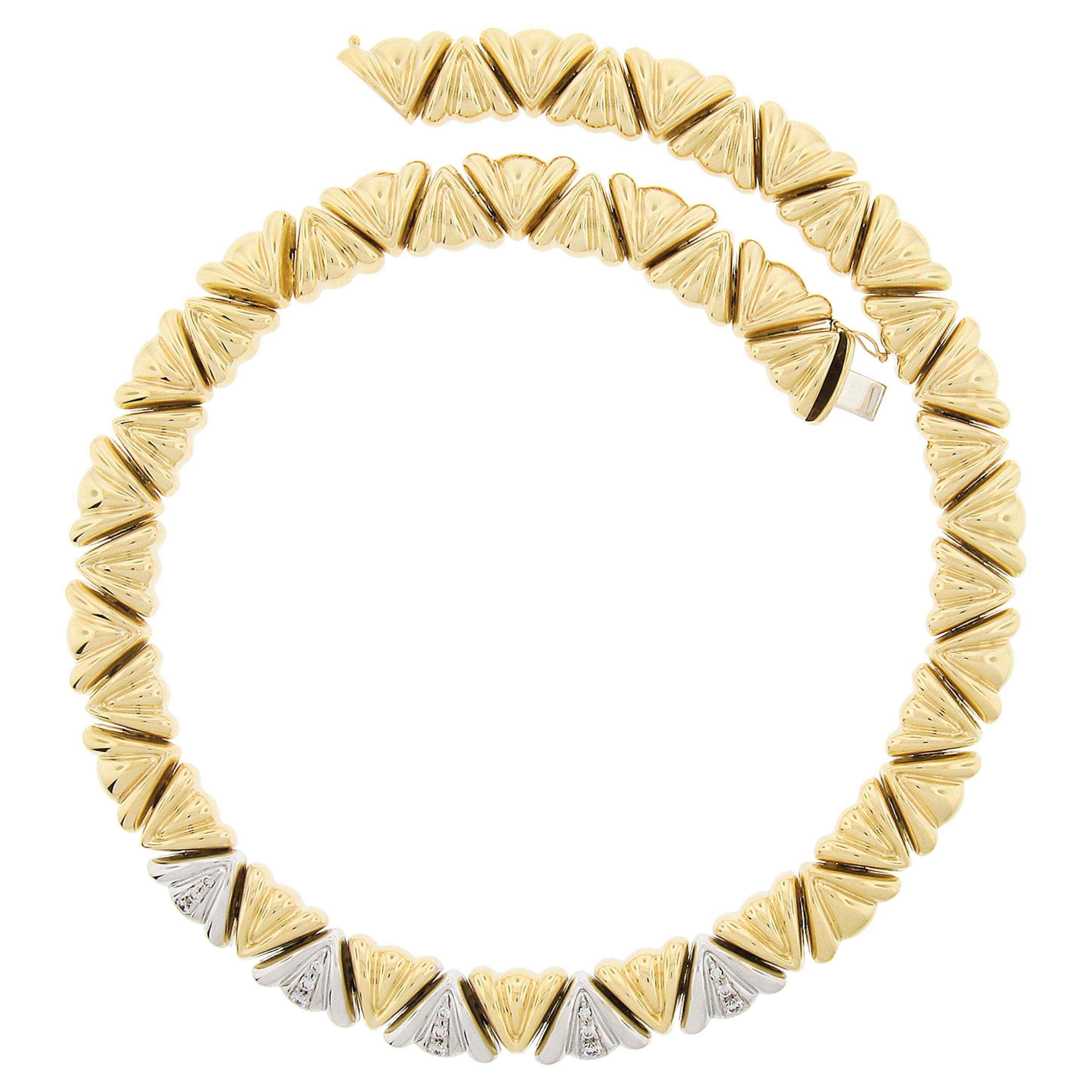 Chiampesan Italienisch 18K TT Gold Diamant Fancy Puffed Triangular Link 16"" Halskette