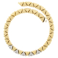Chiampesan Italian 18K TT Gold Diamond Fancy Puffed Triangular Link 16" Necklace