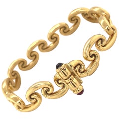 Bracelet italien Chiampesan réversible en or jaune 18 carats et rubis