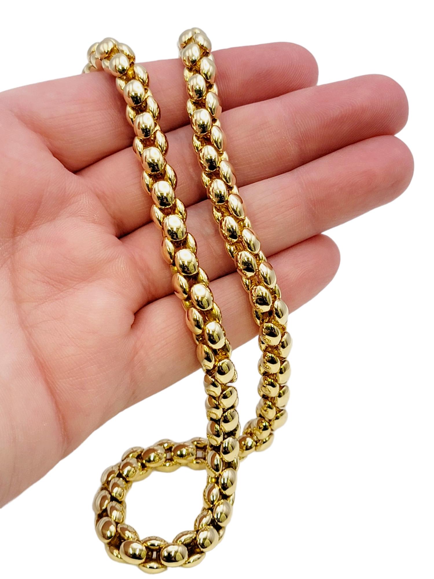 Chiampsean Polished 18 Karat Yellow Gold Chunky Popcorn Chain Necklace For Sale 7