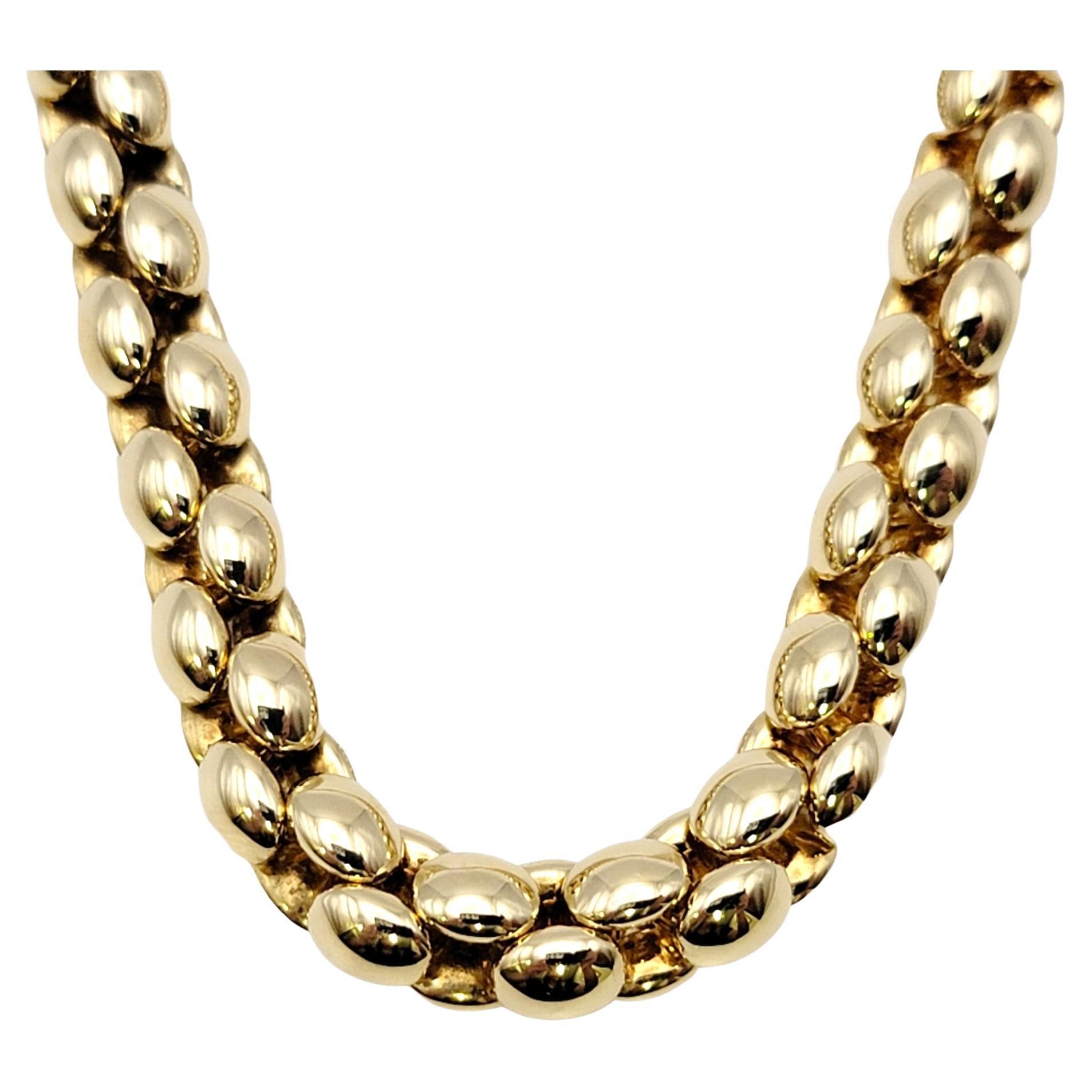 Chaîne collier en or jaune 18 carats poli en forme de peuplier de Chiampsean 1
