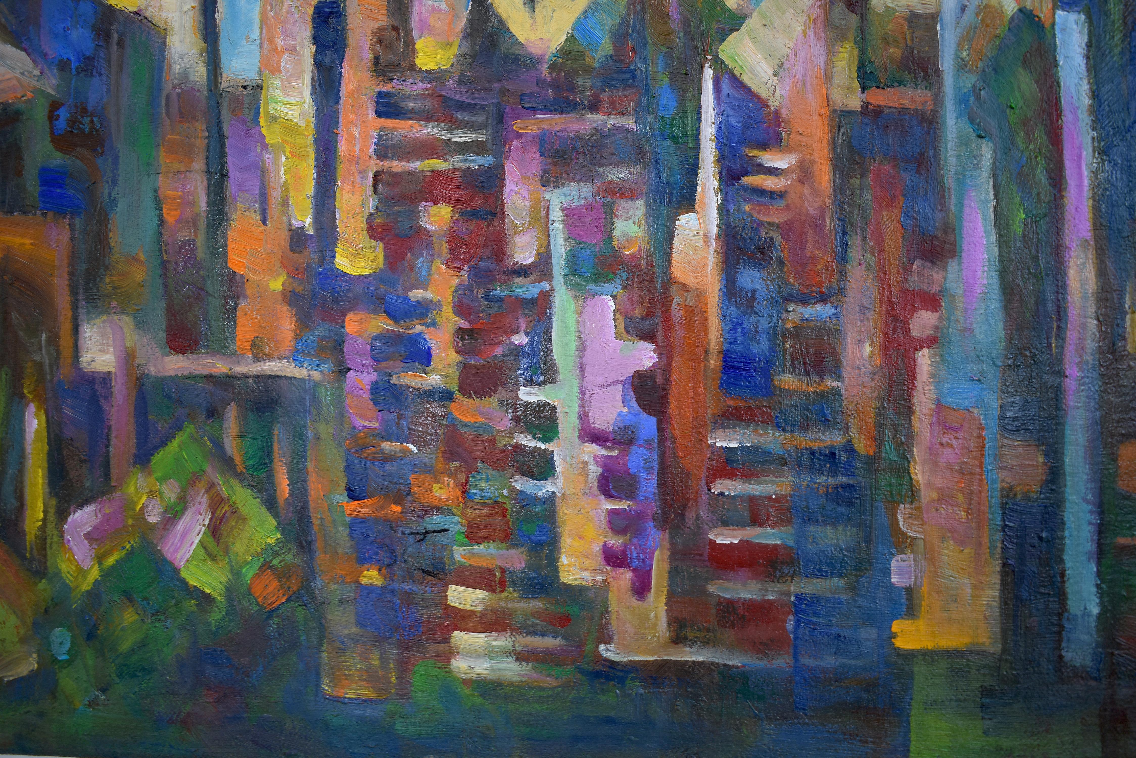 Reflection sereine, arbres, forêt - Painting de Chiang Shih Wen