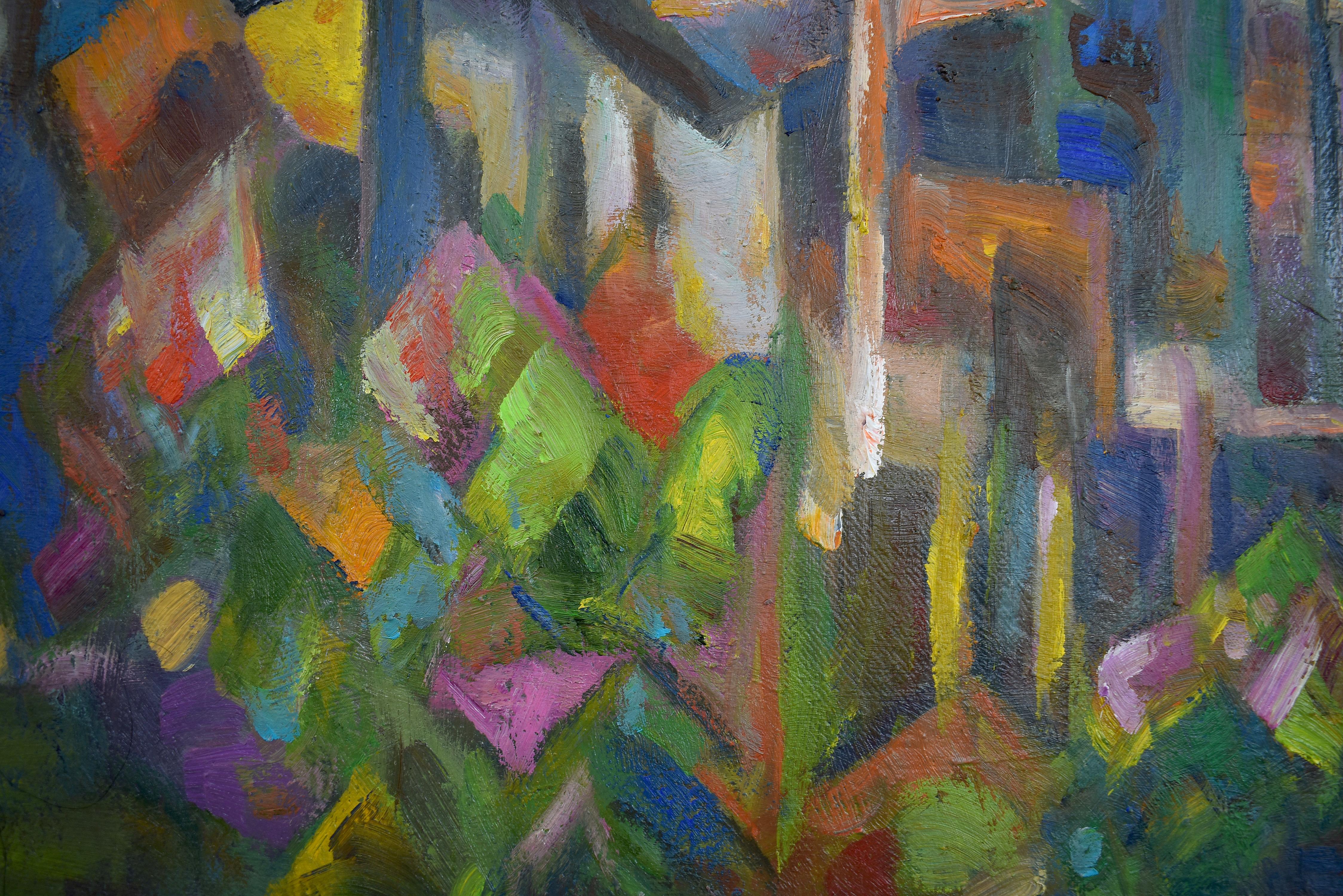 Reflection sereine, arbres, forêt - Gris Landscape Painting par Chiang Shih Wen