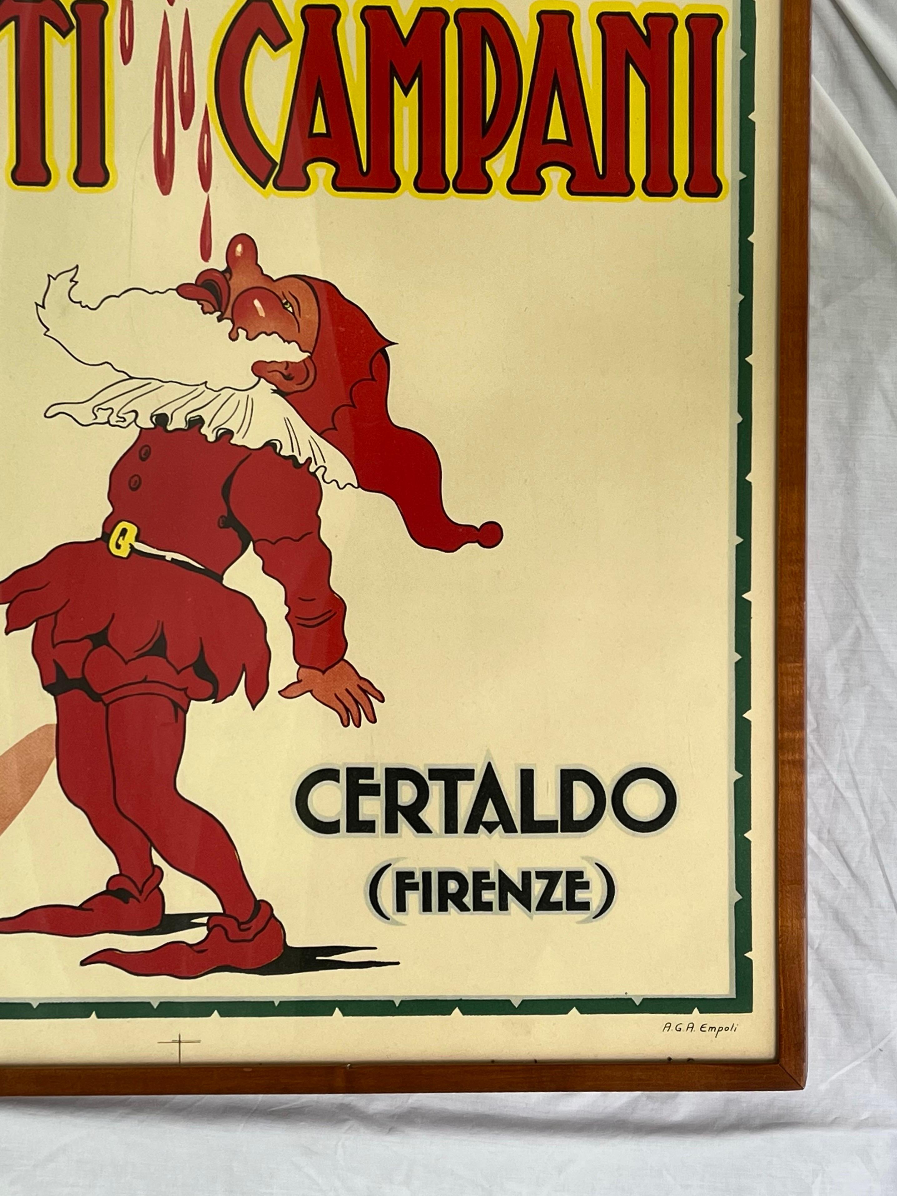 Chianti Campani Vintage Midcentury Italian Poster Featuring a Gnome and Wine 6