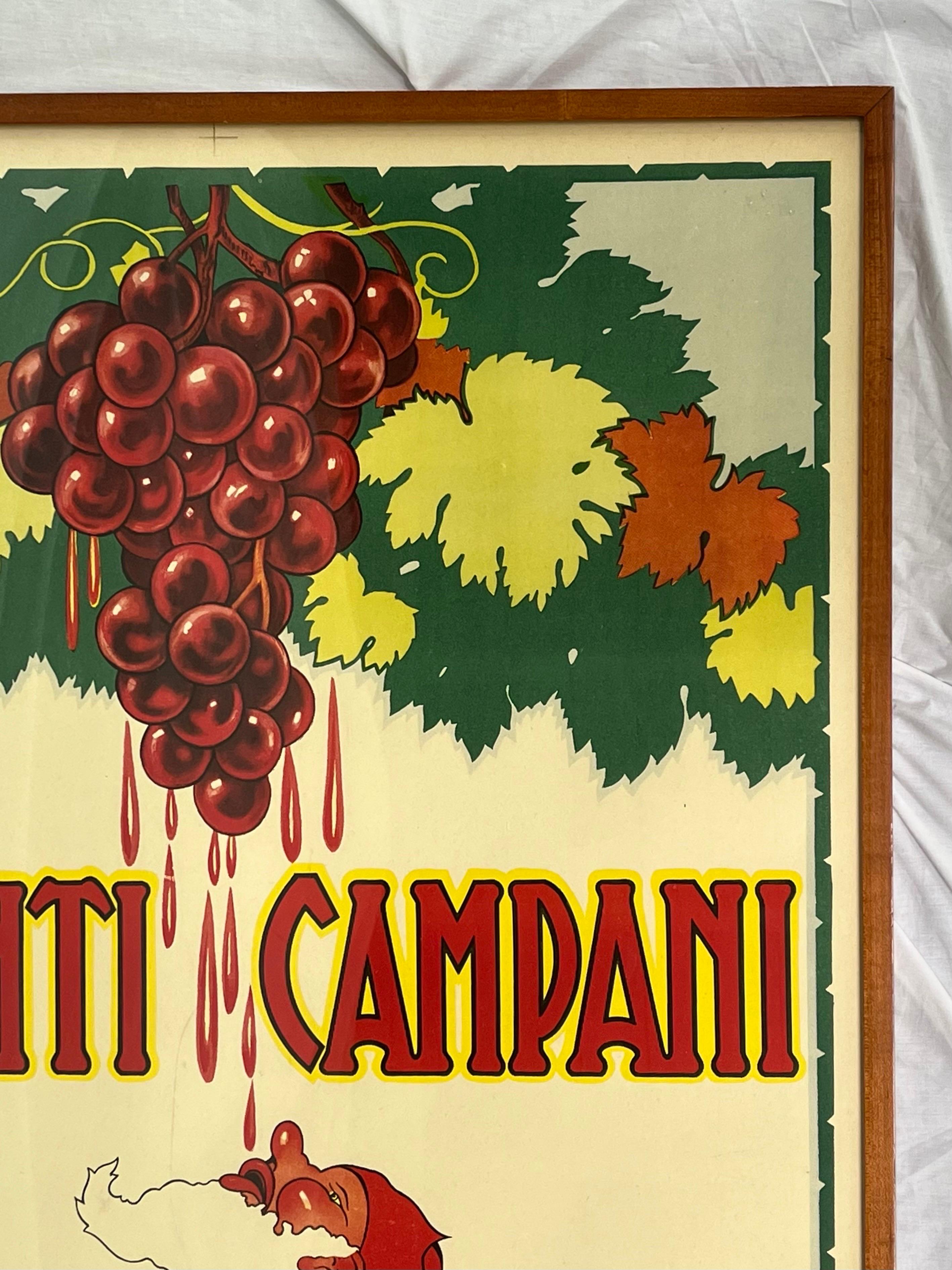 Chianti Campani Vintage Midcentury Italian Poster Featuring a Gnome and Wine 2