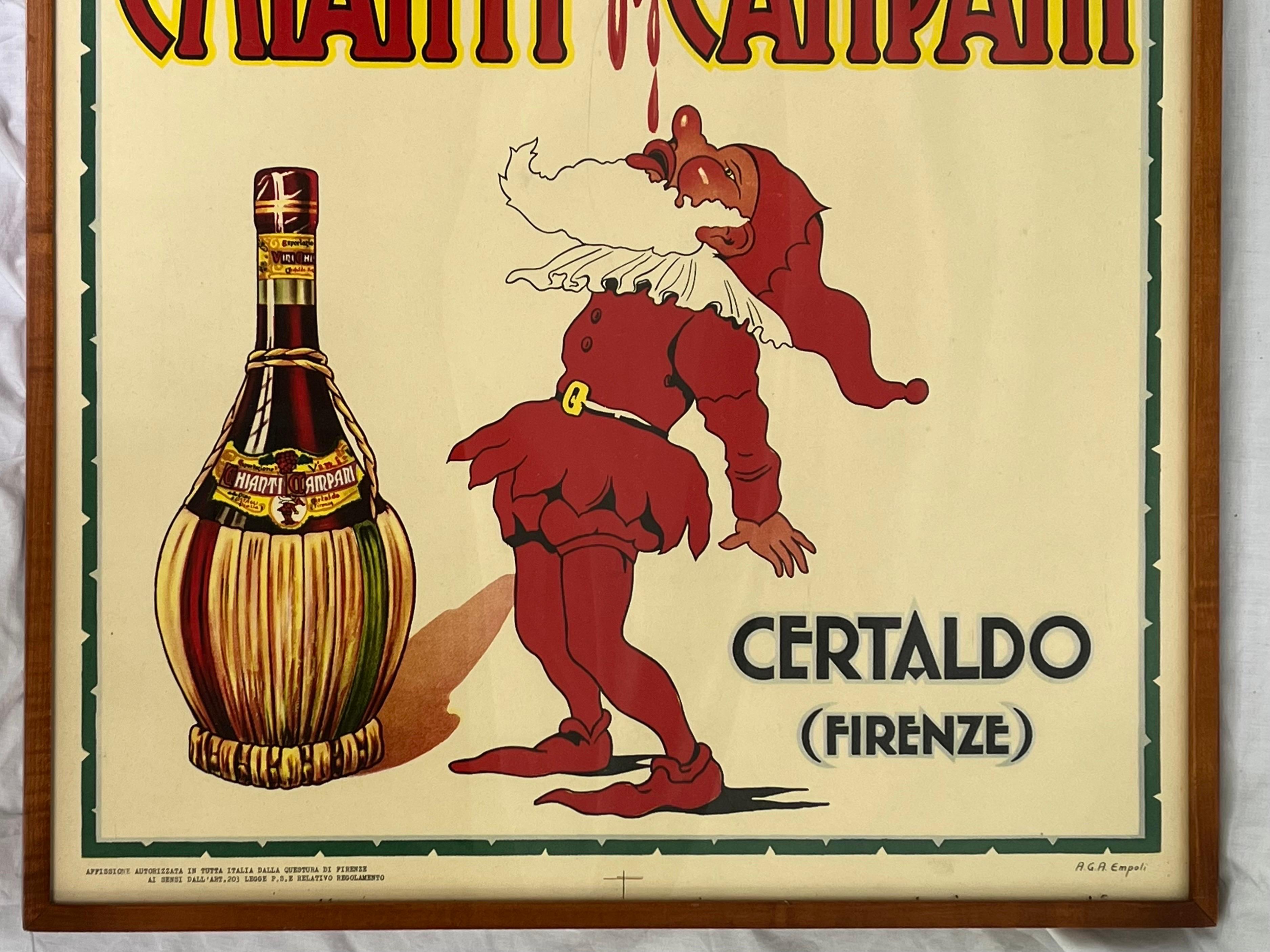 Chianti Campani Vintage Midcentury Italian Poster Featuring a Gnome and Wine 4