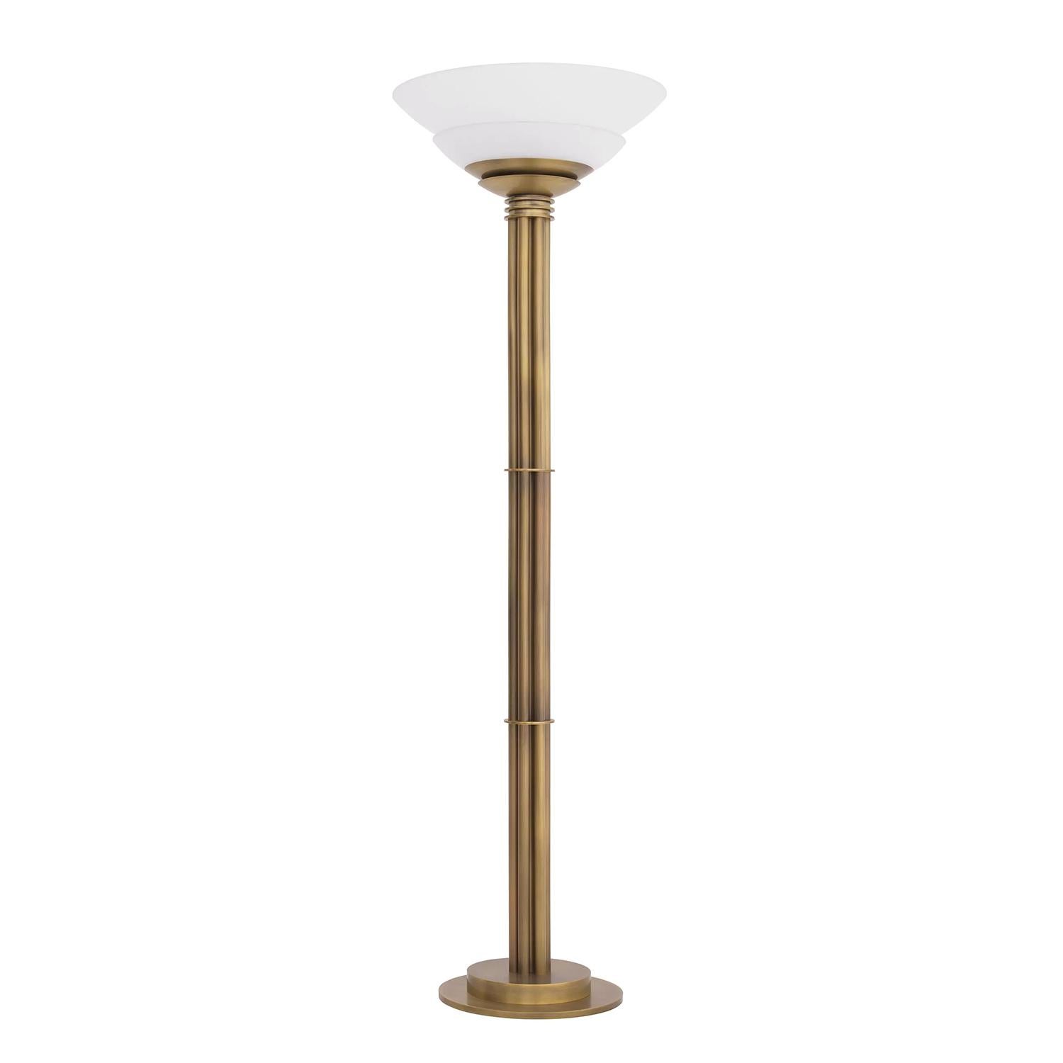 Floor lamp Chianto brass all in brass and iron in antique finish
with frosted glass shade. 1 Bulb, lamp holder type E27, 100 Watt,
200-220 volt. Bulb not included.