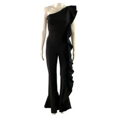 CHIARA BONI Size 4 Black Polyamide Blend Ruffle Jumpsuits