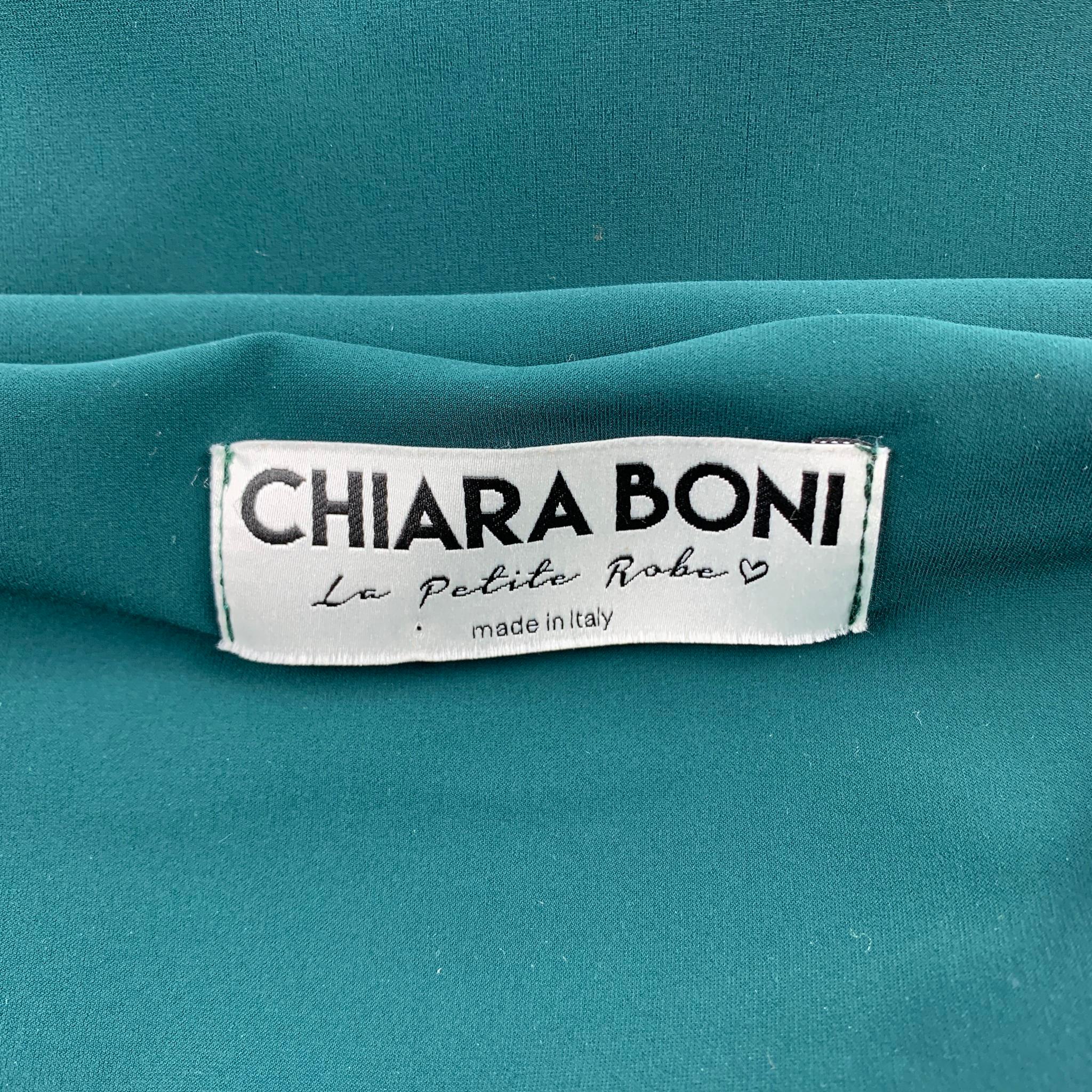 CHIARA BONI Size 4 Green Polyamide Velvet Panels Cocktail Dress In Good Condition In San Francisco, CA
