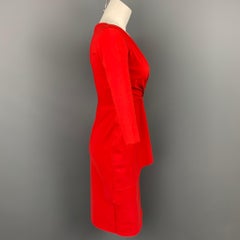 CHIARA BONI Size 4 Red Polyamide Peplum V-Neck Cocktail Dress