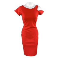 CHIARA BONI Size 4 Red Shouler Cutout Sheath Dress
