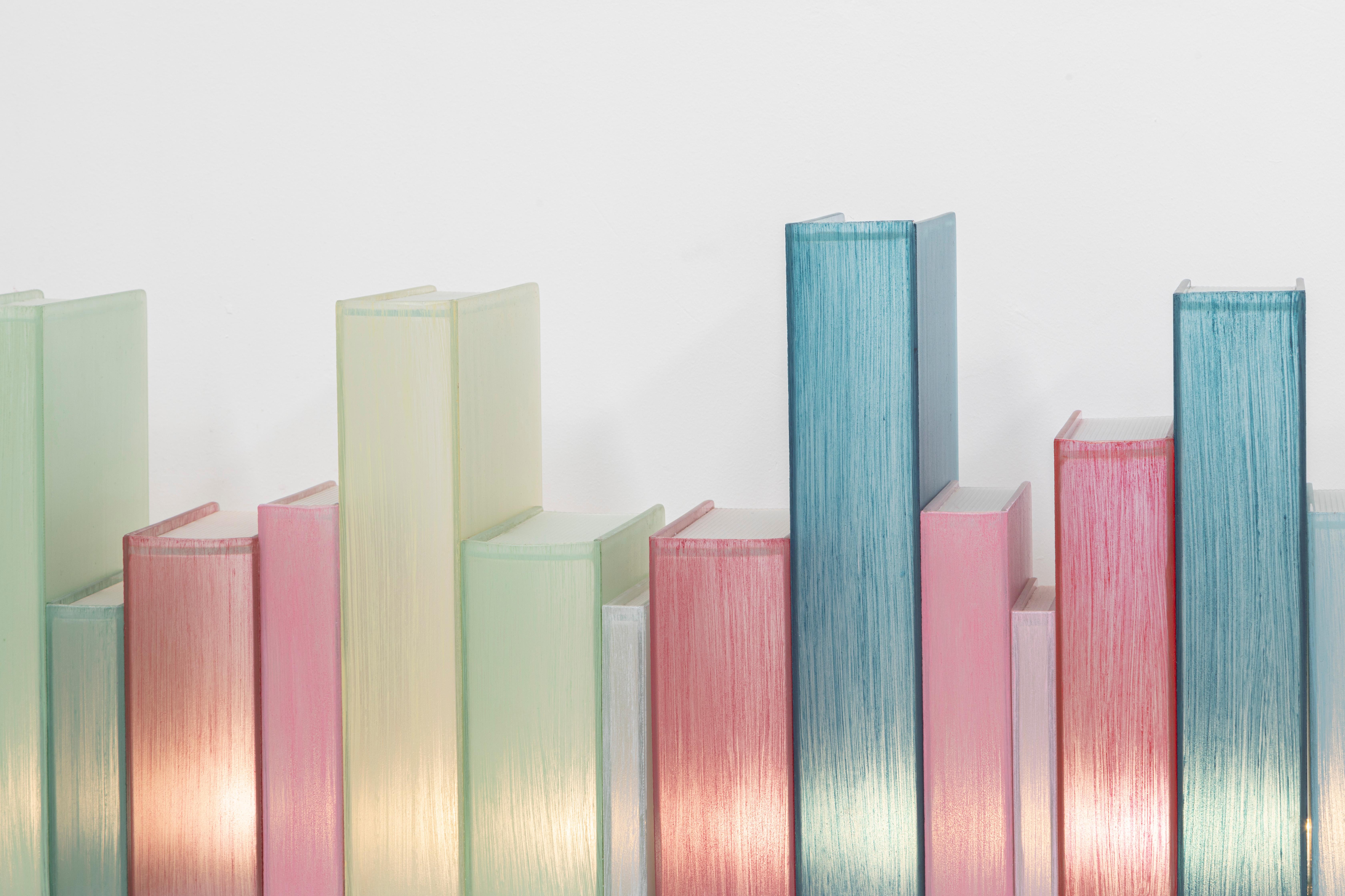 Chiara Dynys, Enlightening Books, 2021, glass, hand painted, colours, light  - Contemporary Sculpture by Chiara Dynys 