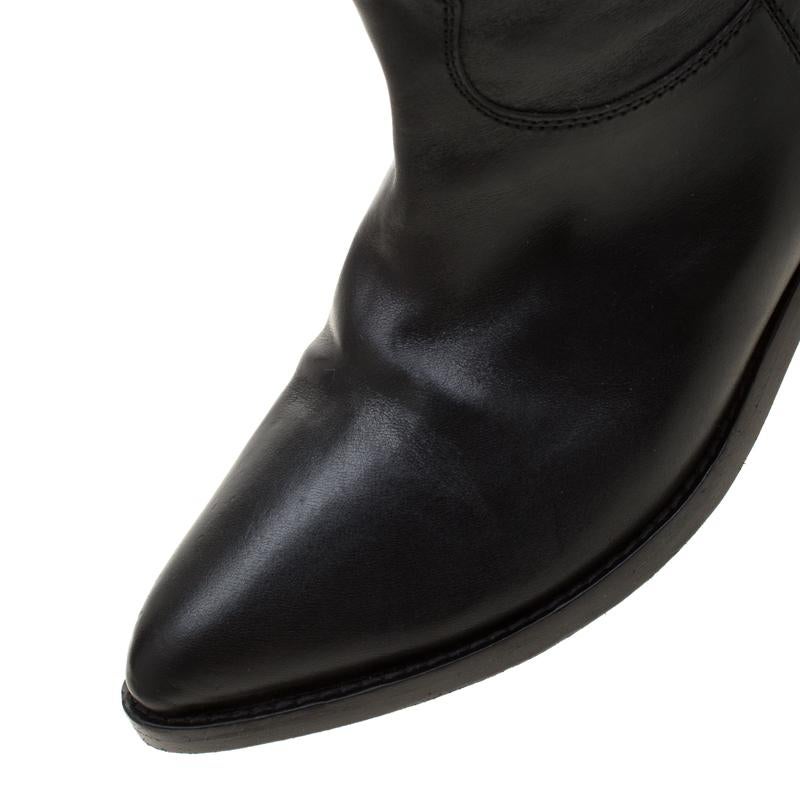 Chiara Ferragni Black Leather Star Cow Boy Boots Size 38 In Good Condition In Dubai, Al Qouz 2
