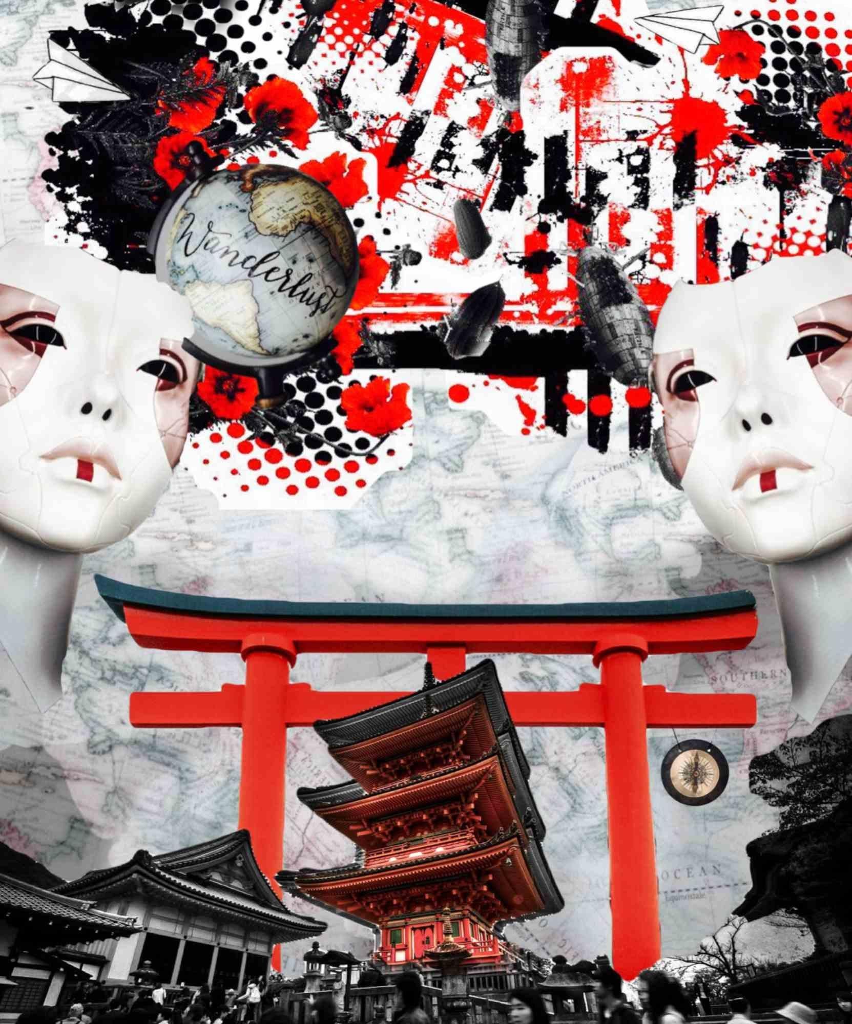 35 01' 15'' N . 135 45' 13'' E - Digital Collage by Chiara Santoro - 2017