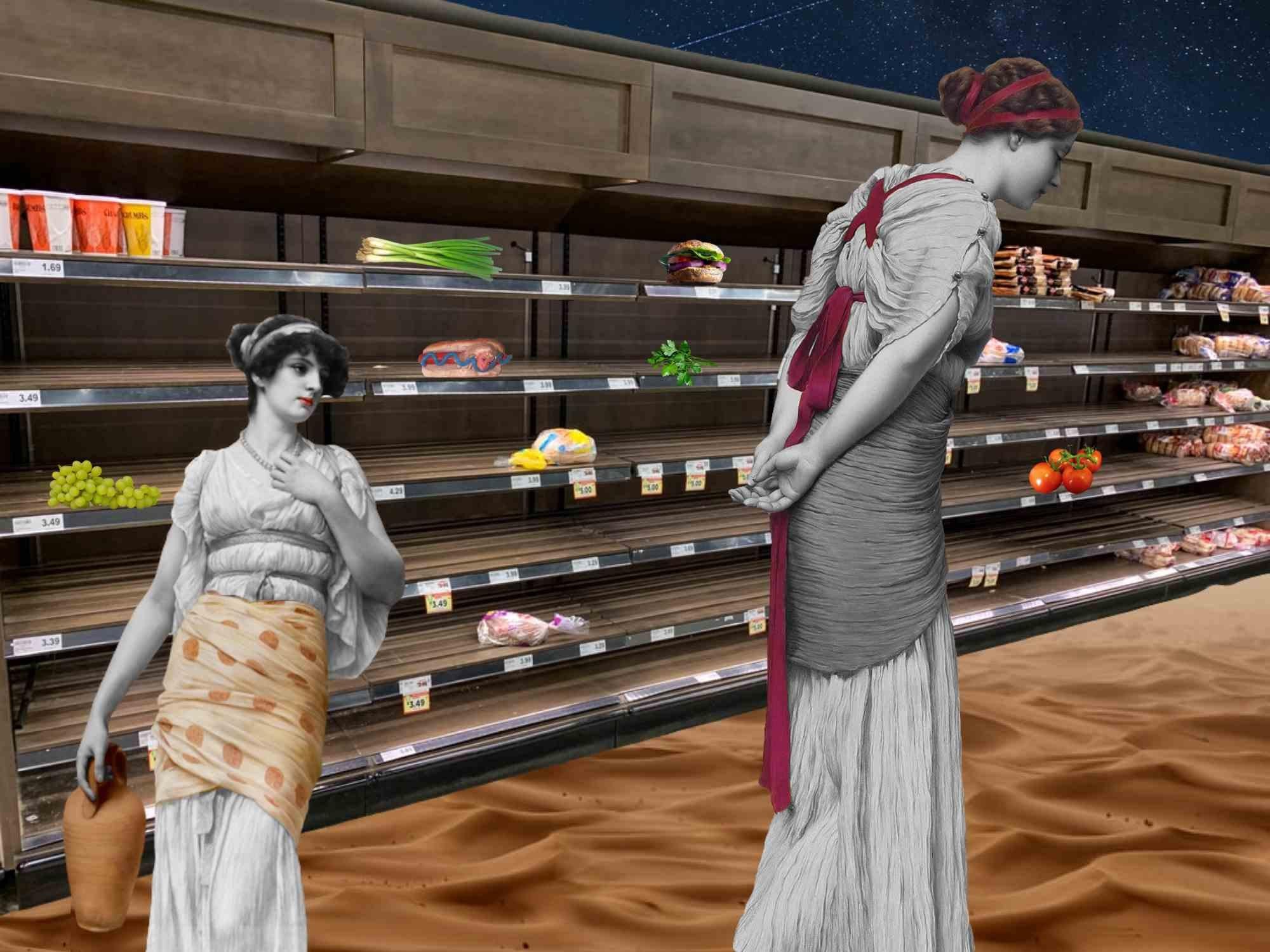 Supermarket is a beautiful print on canvas of a digital collage realized in 2020 by the Italian artist Chiara Santoro.

Edition of 10. Hand-signed and numbered.