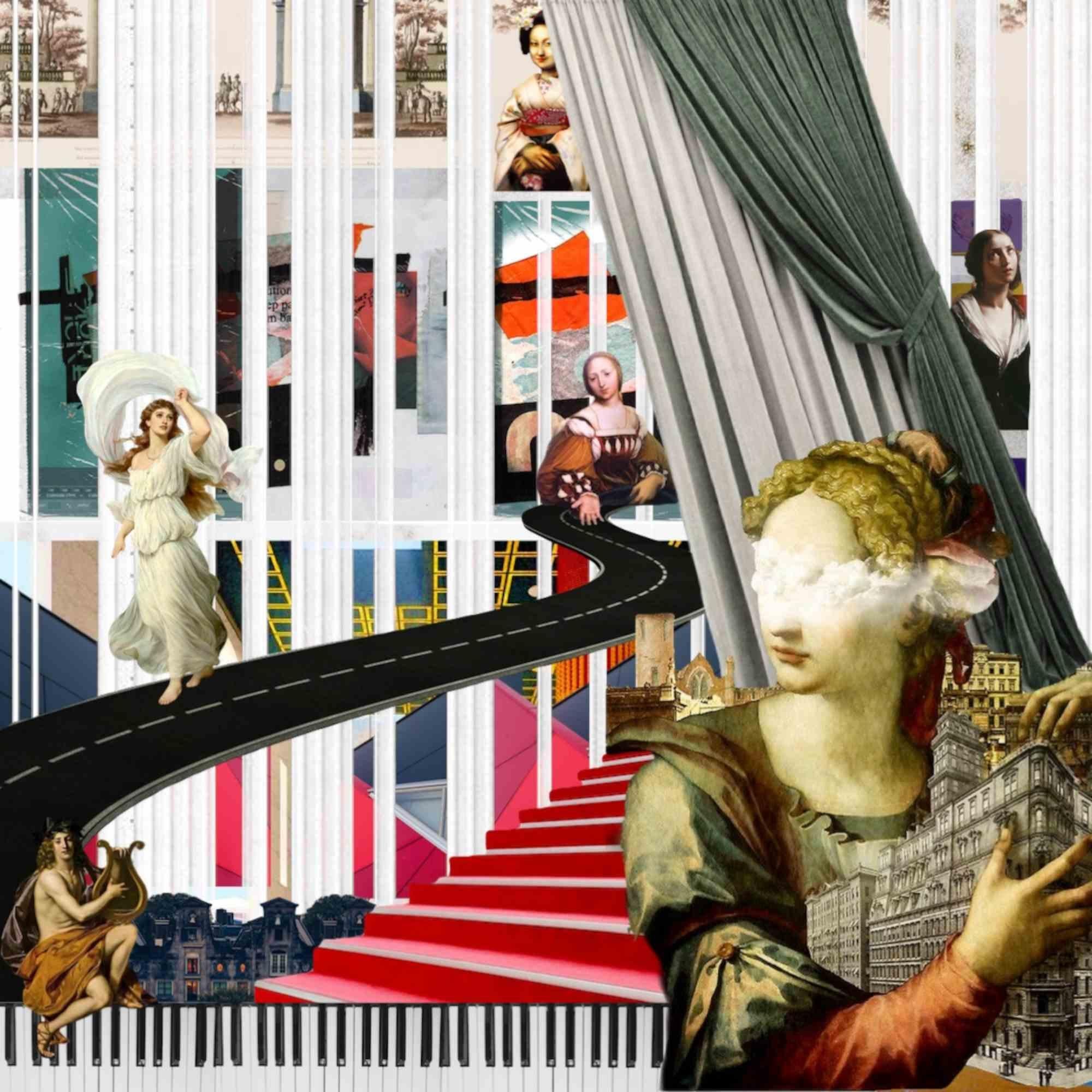 Women -  is a beautiful print on canvas of a digital collage realized  by the Italian artist Chiara Santoro.

Edition of 10. Hand-signed and numbered.

Women in different eras with, in the foreground, the one male element singing their beauty.