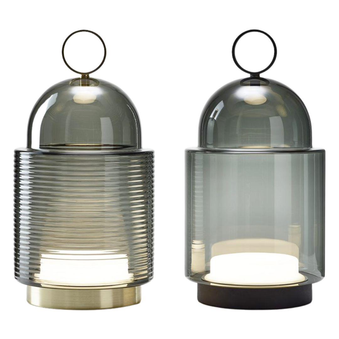 Große mundgeblasene, abnehmbare Tischlampe „Dome Nomad“ aus rauchgrauem Glas für Brokis im Angebot 4