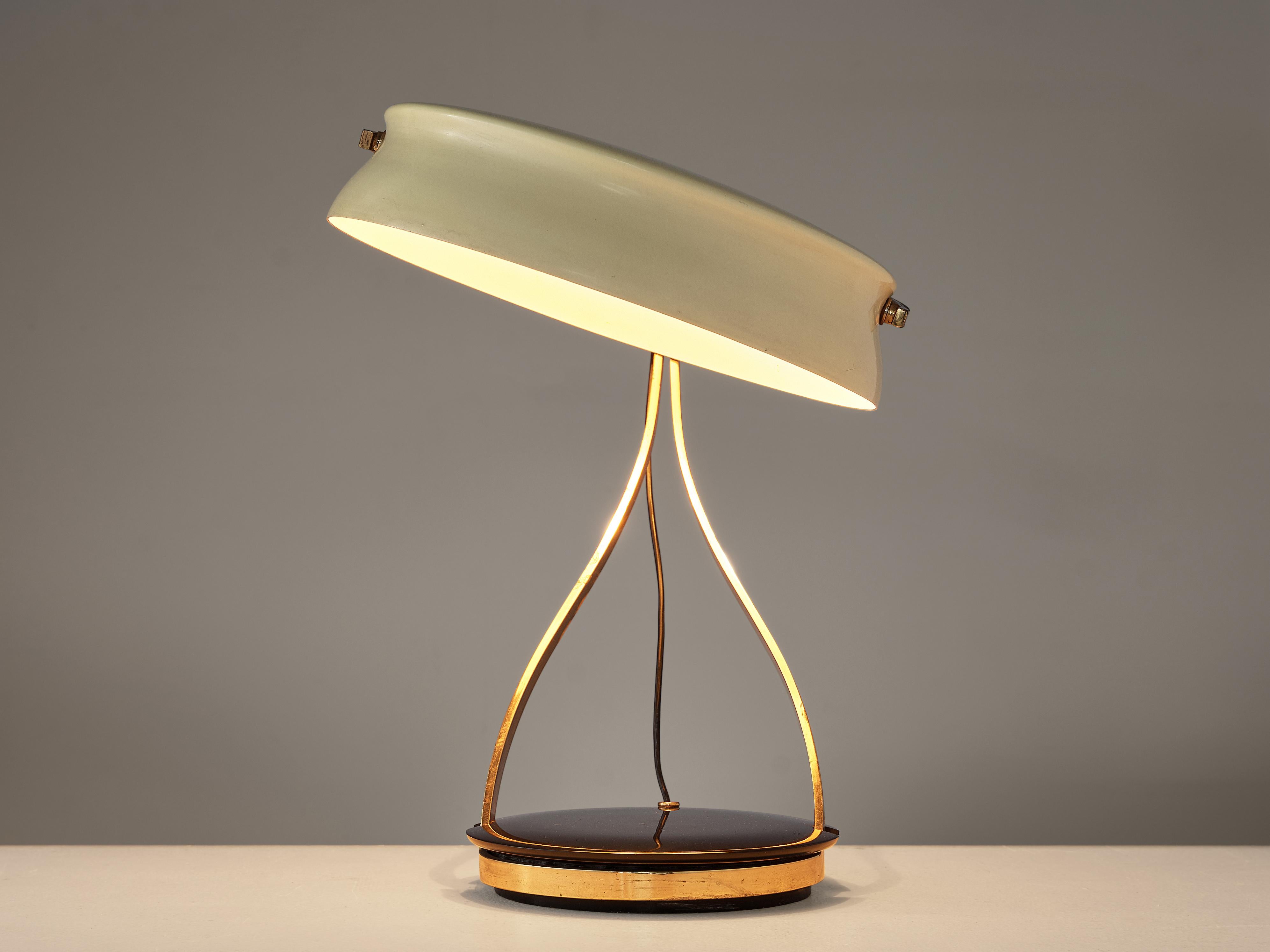 Mid-Century Modern Chiarini Milano Rare ‘Commander’ Table Lamp in Metal, Brass and Stone