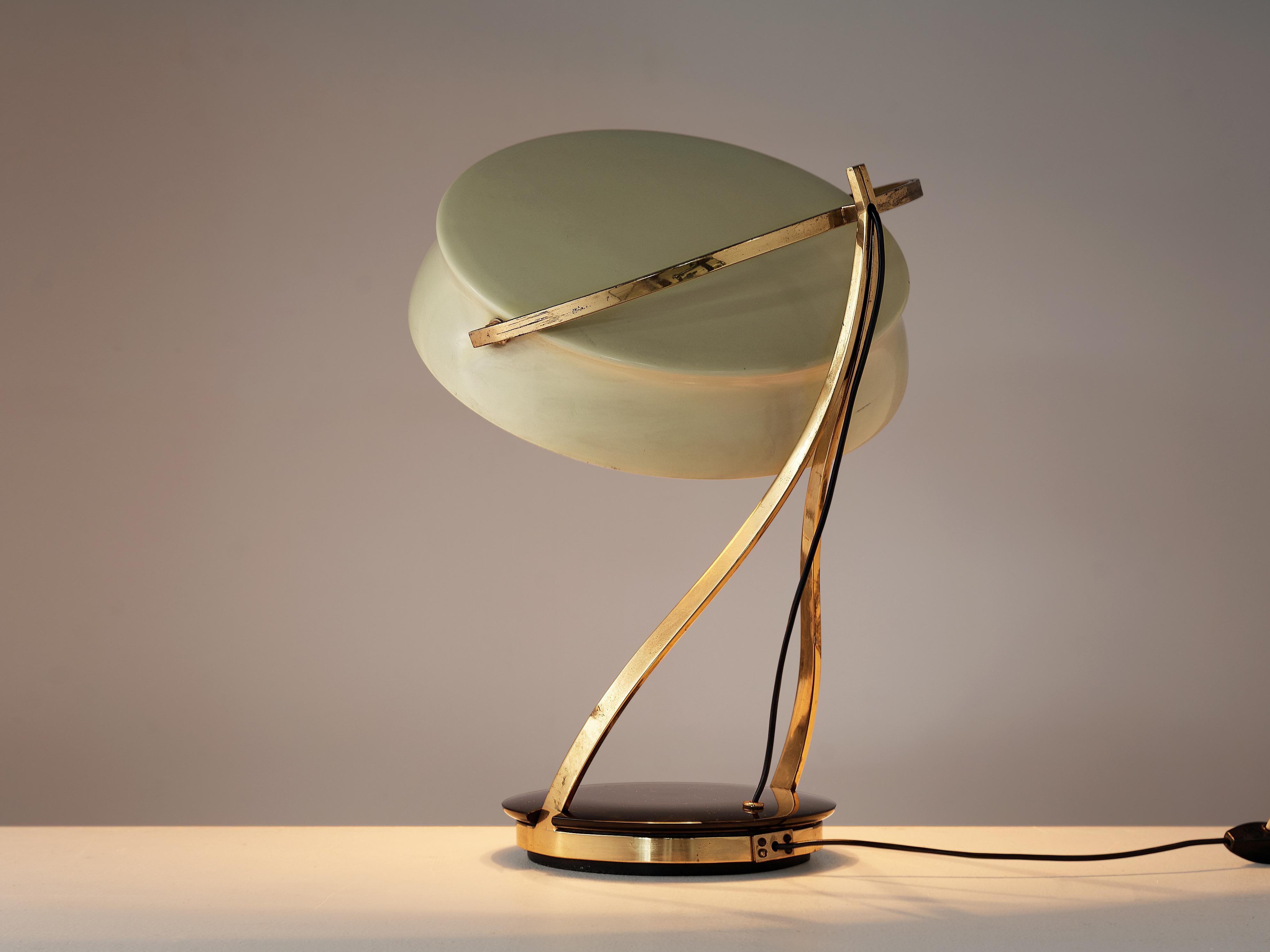 Italian Chiarini Milano Rare ‘Commander’ Table Lamp in Metal, Brass and Stone