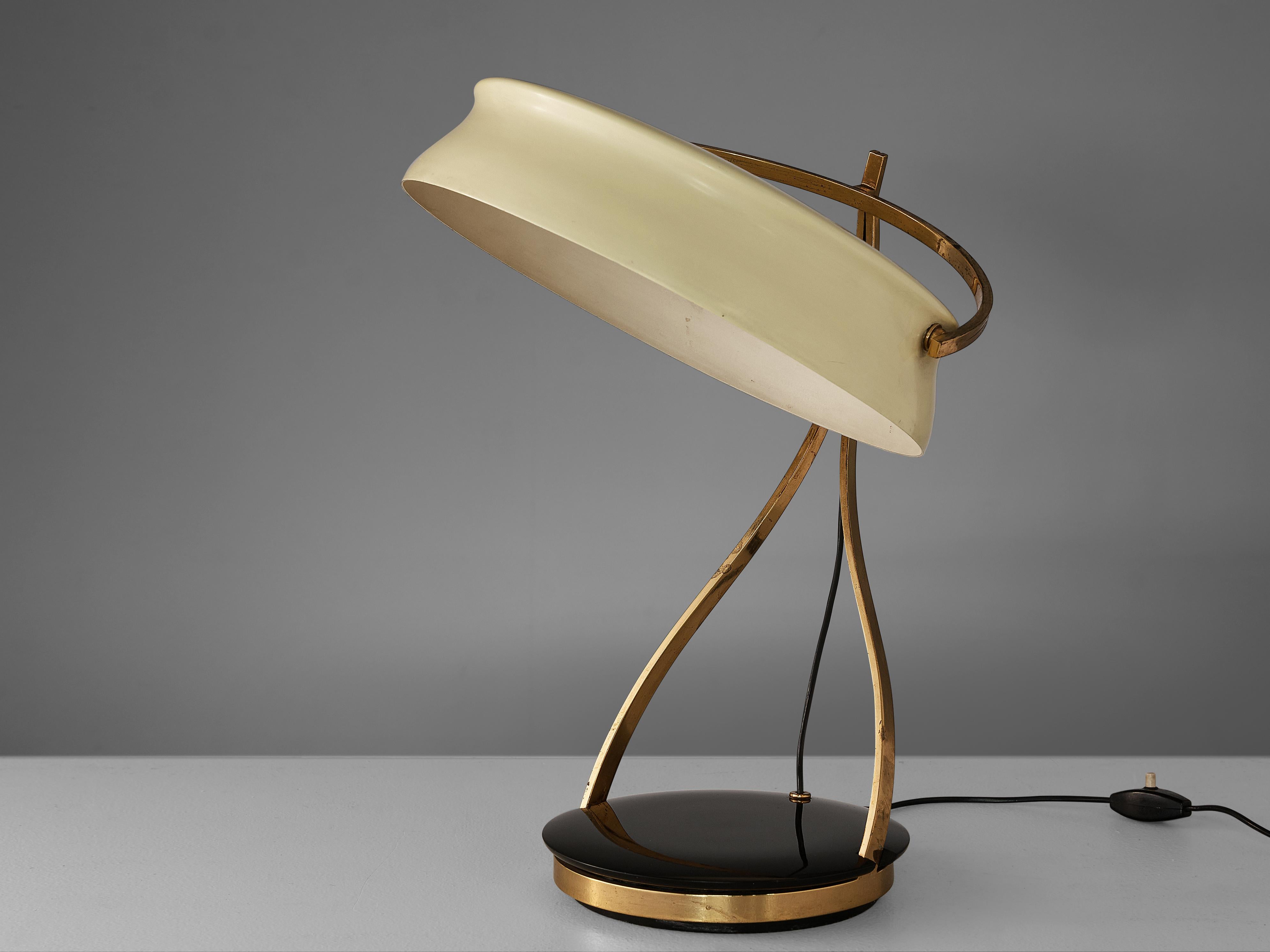 Chiarini Milano Rare ‘Commander’ Table Lamp in Metal, Brass and Stone In Good Condition In Waalwijk, NL