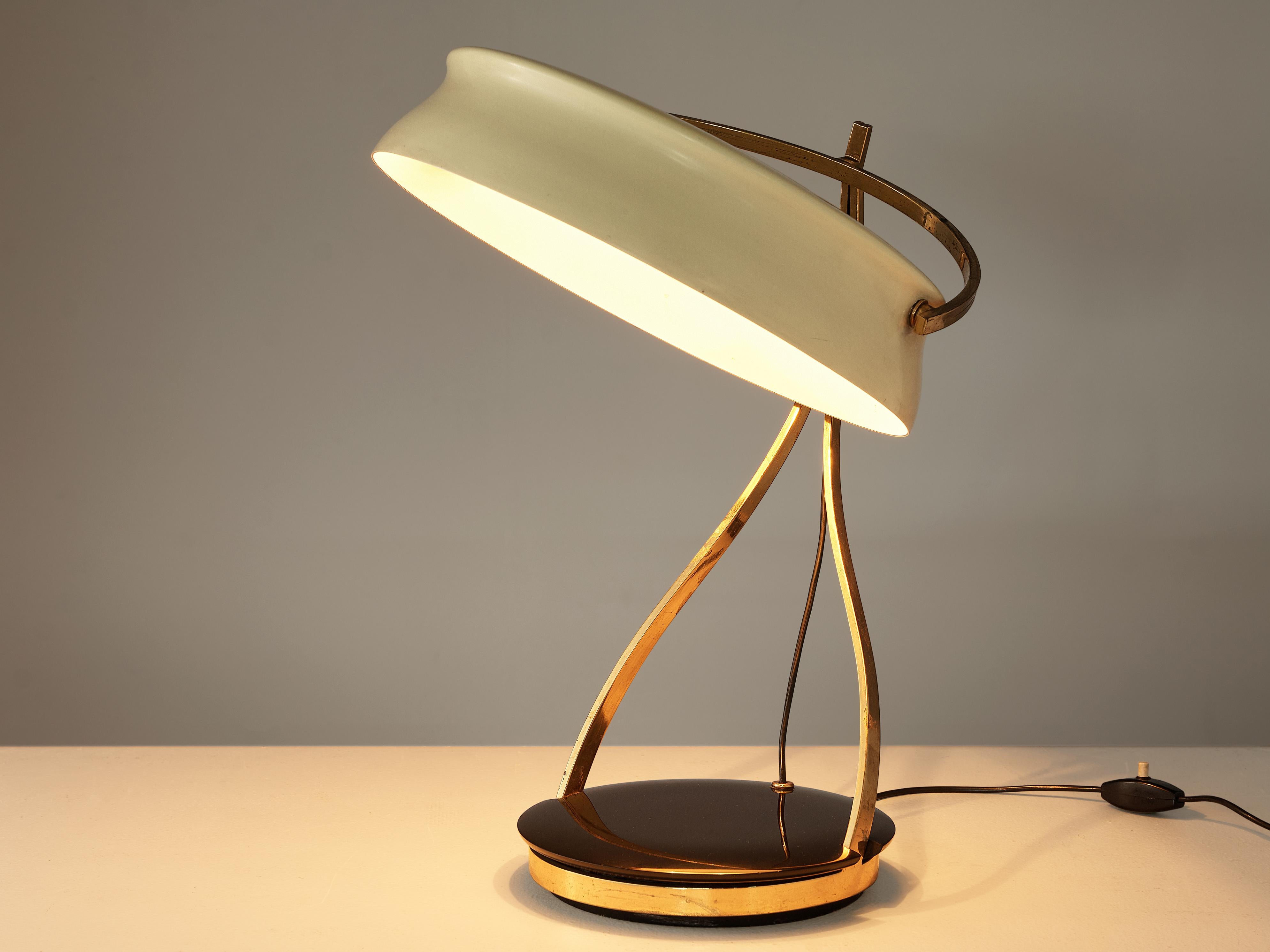 Mid-20th Century Chiarini Milano Rare ‘Commander’ Table Lamp in Metal, Brass and Stone