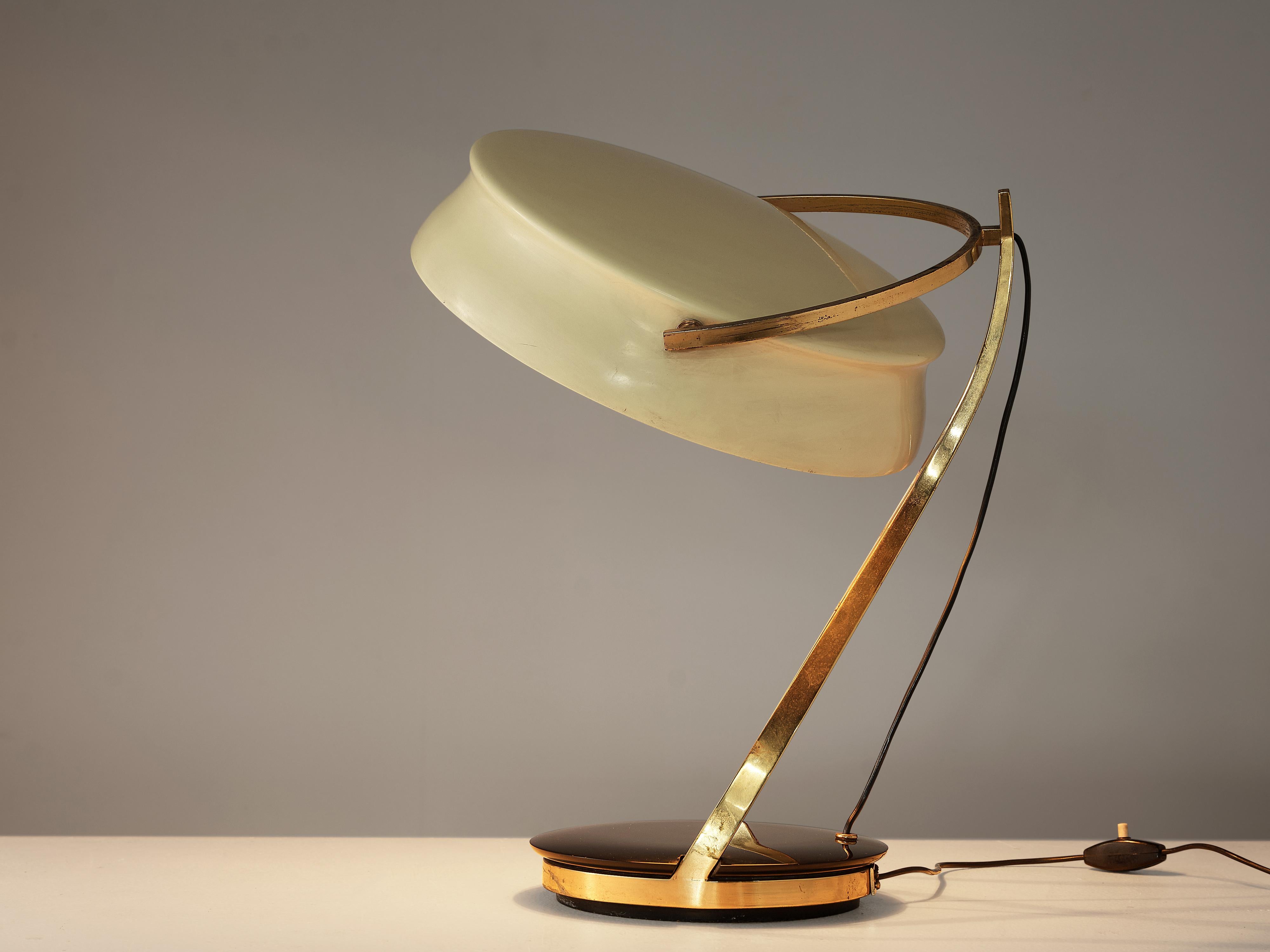 Chiarini Milano Rare ‘Commander’ Table Lamp in Metal, Brass and Stone 1