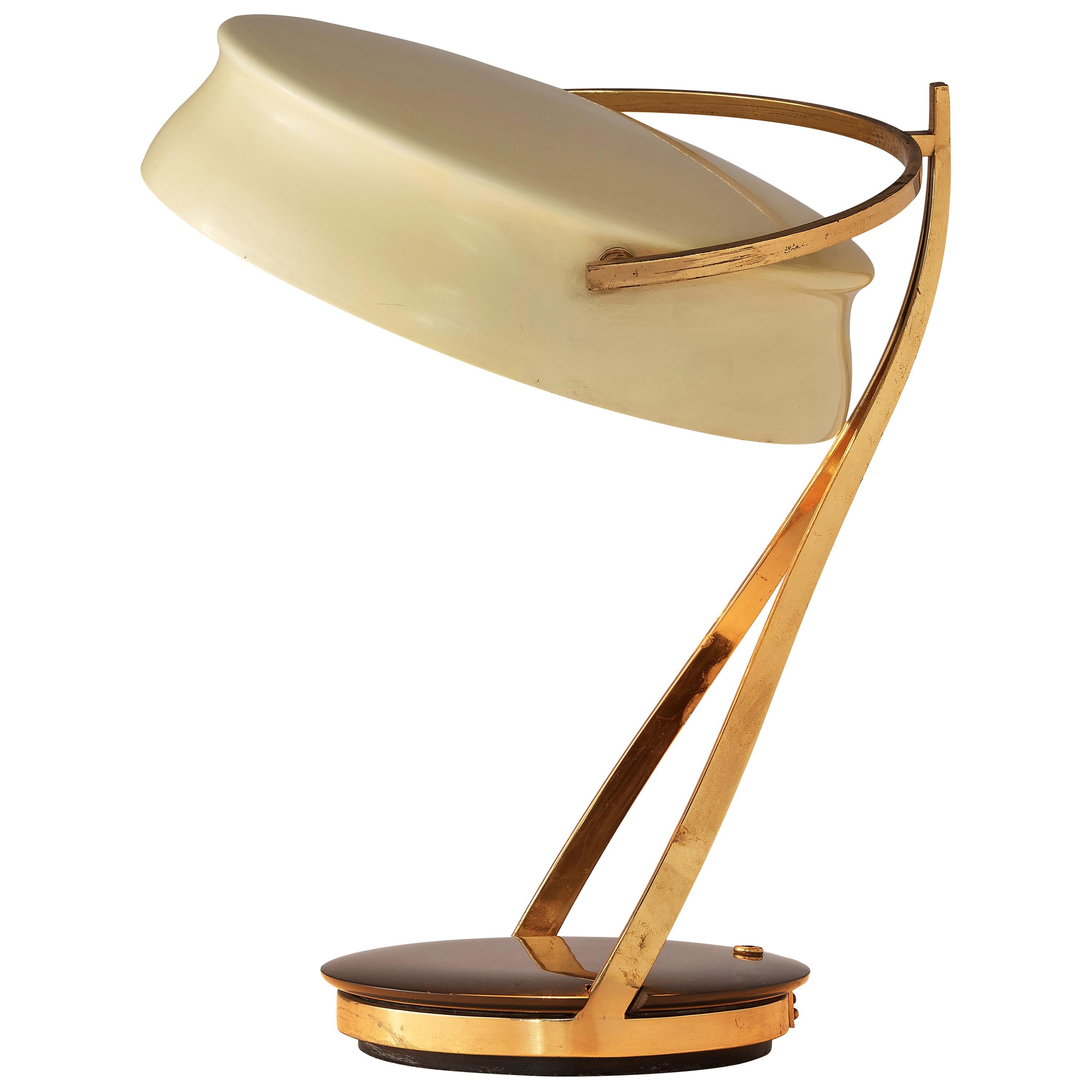 Chiarini Milano Rare ‘Commander’ Table Lamp in Metal, Brass and Stone