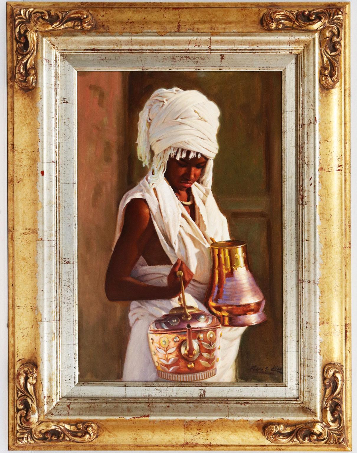 Oriental Young with Jars - Chías Oil painting on canvas Realism