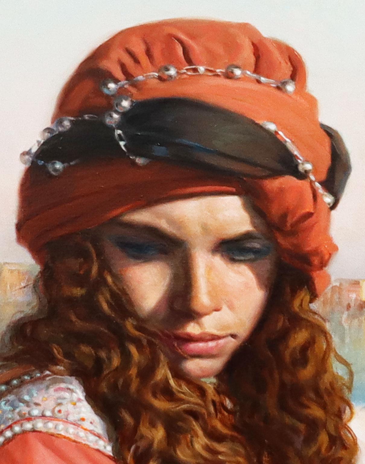 Venetian Girl - Chías Oil painting on canvas Realism For Sale 2