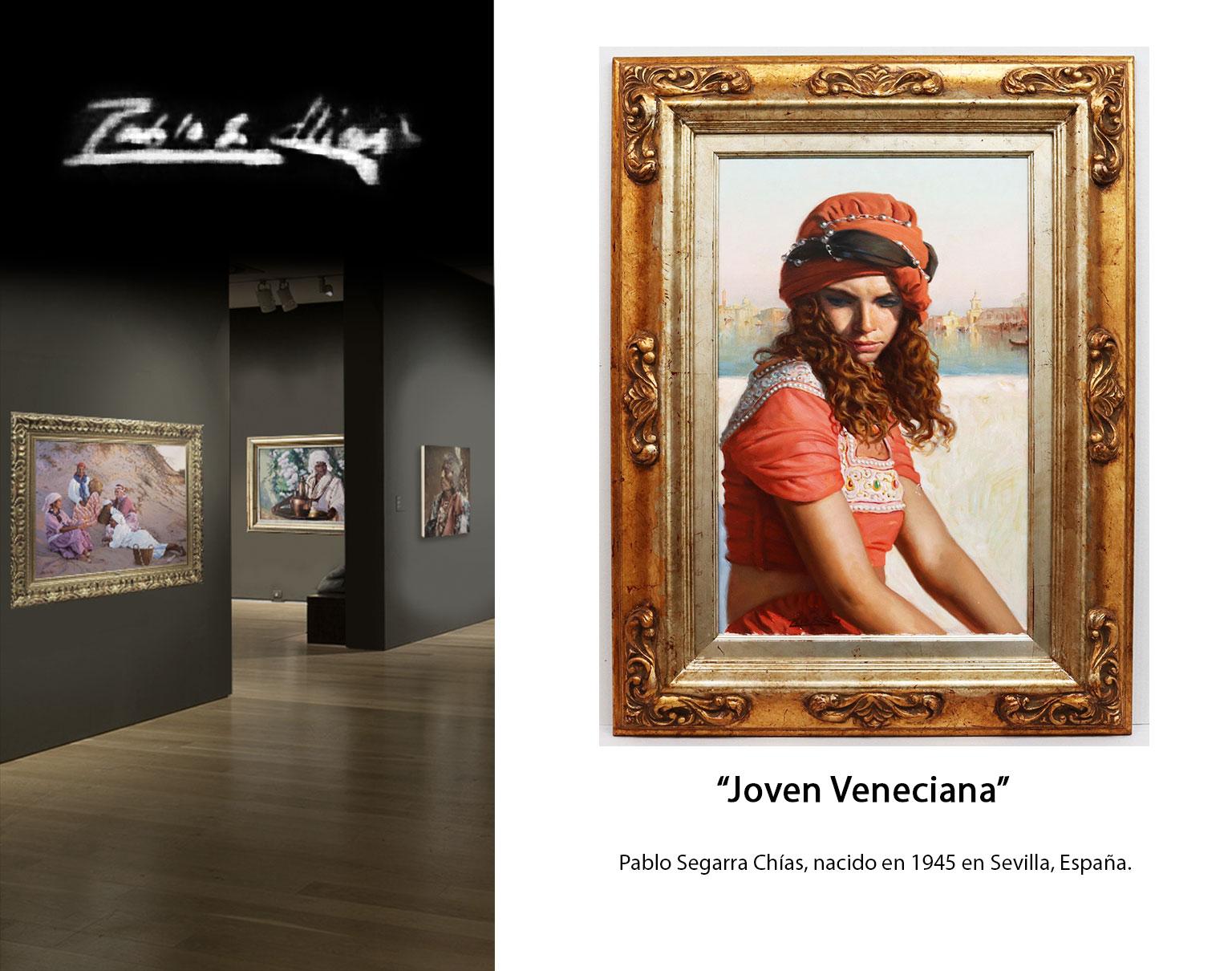 Venetian Girl - Chías Oil painting on canvas Realism For Sale 6