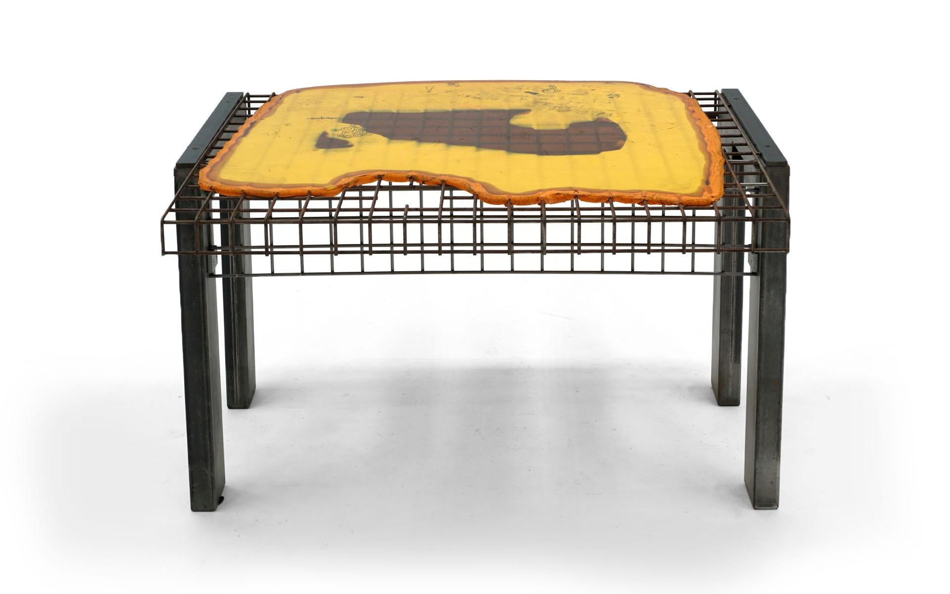 Gaetano Pesce Chiat Day desk New York, New York, circa 1994. This desk was produced in a very limited quantity for the TBWA Chiat Day advertising offices in New York City, which Pesce designed in 1994. Yellow, orange and black resin top with some